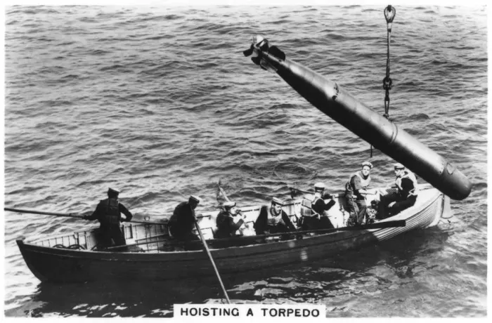 Framed Print : Hoisting a torpedo, HMS Courageous, 1937 Framed Print : Hoisting a torpedo, HMS Courageous, 1937