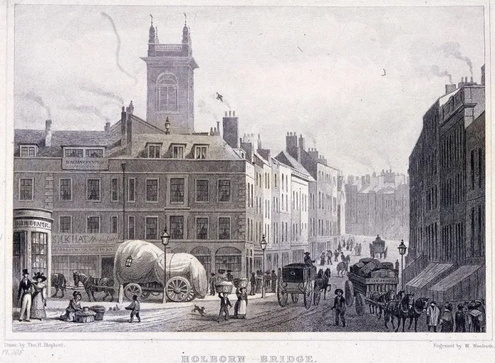Framed Print : Holborn Bridge, London, c1830. Artist: William Woolnoth Framed Print : Holborn Bridge, London, c1830. Artist: William Woolnoth