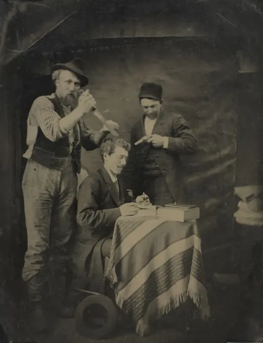 Framed Print : The Hold-Up, 1880s. Creator: Unidentified Photographer Framed Print : The Hold-Up, 1880s. Creator: Unidentified Photographer