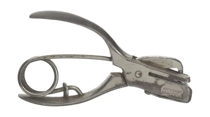 Framed Print : Hole punch used by Pullman porter Thomas McCord, 1940s. Creator: Unknown Framed Print : Hole punch used by Pullman porter Thomas McCord, 1940s. Creator: Unknown