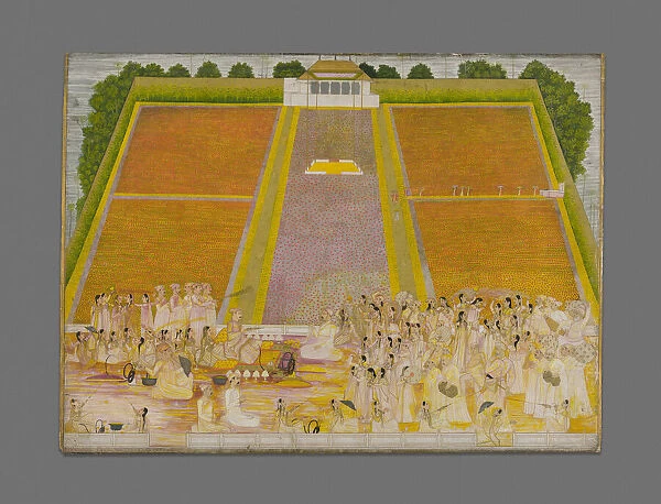 Holi Festival in a Walled Garden with Celebrants, c. 1763  /  1764. Creator: Unknown