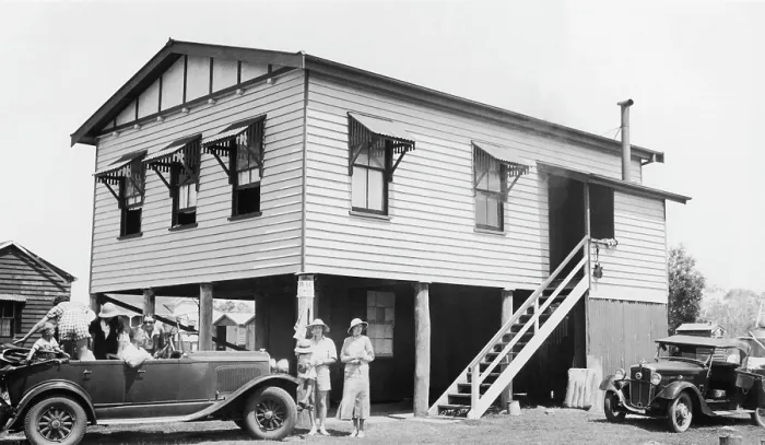Framed Print : Holiday house, Maroochydore, Queensland, 1936. Creator: Jack Bain Framed Print : Holiday house, Maroochydore, Queensland, 1936. Creator: Jack Bain