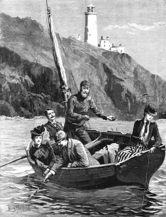 Framed Print : The Holiday Season - Fishing Off The Start Lighthouse, 1891. Creator: Percy Macquoid Framed Print : The Holiday Season - Fishing Off The Start Lighthouse, 1891. Creator: Percy Macquoid