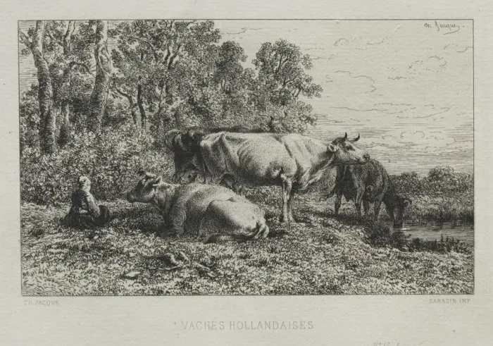 Framed Print : Holland Cows. Creator: Charles-Emile Jacque (French, 1813-1894) Framed Print : Holland Cows. Creator: Charles-Emile Jacque (French, 1813-1894)
