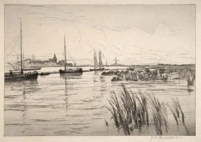 Framed Print : The Holland Dyke. Creator: John Henry Twachtman (American, 1853-1902) Framed Print : The Holland Dyke. Creator: John Henry Twachtman (American, 1853-1902)