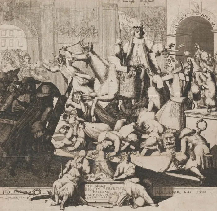 Framed Print : Hollands Hollende Koe (Hollands Running Cow), 1690. Creator: Gaspar Bouttats Framed Print : Hollands Hollende Koe (Hollands Running Cow), 1690. Creator: Gaspar Bouttats