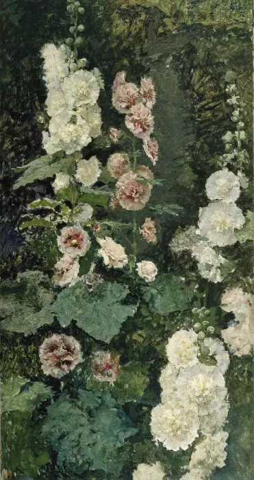 Framed Print : Hollyhocks, 1872. Artist: Fortuny, Maria (1838-1874) Framed Print : Hollyhocks, 1872. Artist: Fortuny, Maria (1838-1874)
