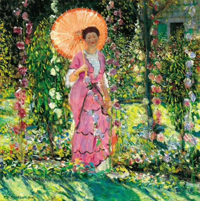 Framed Print : Hollyhocks, c. 1912. Artist: Frieseke, Frederick Carl (1874-1939) Framed Print : Hollyhocks, c. 1912. Artist: Frieseke, Frederick Carl (1874-1939)