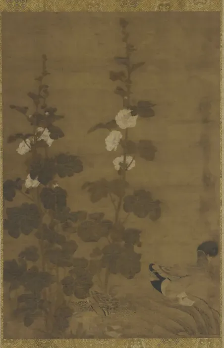 Framed Print : Hollyhocks and Ducks, Ming dynasty, 1368-1644. Creator: Unknown Framed Print : Hollyhocks and Ducks, Ming dynasty, 1368-1644. Creator: Unknown