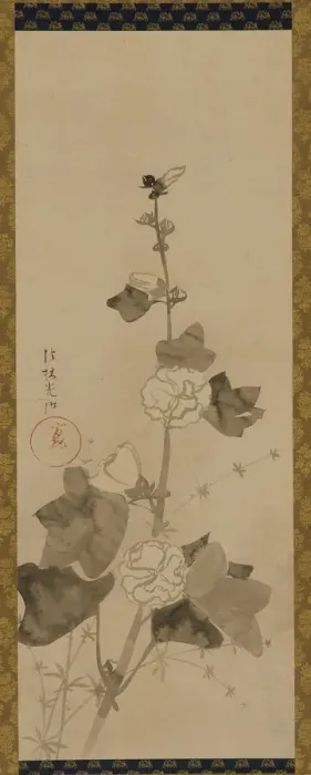 Framed Print : Hollyhocks, Edo period, late 17th-early 18th century. Creator: Ogata Korin Framed Print : Hollyhocks, Edo period, late 17th-early 18th century. Creator: Ogata Korin