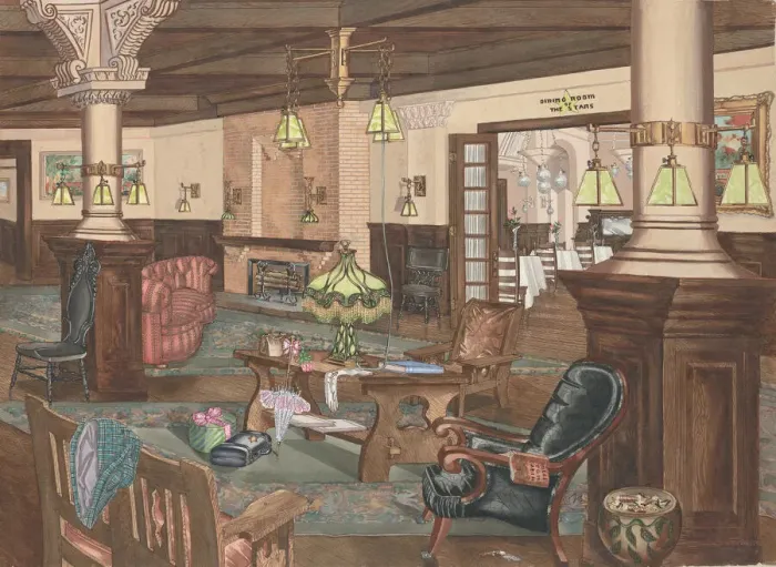 Framed Print : Hollywood Hotel Lobby, 1902, c. 1946. Creator: Perkins Harnly Framed Print : Hollywood Hotel Lobby, 1902, c. 1946. Creator: Perkins Harnly