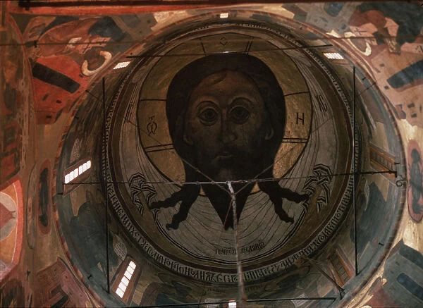 The Holy Face (Dome painting in the Archangel Michael Cathedral of the Moscow Kremlin), 1652-1666. Artist: Ancient Russian frescos