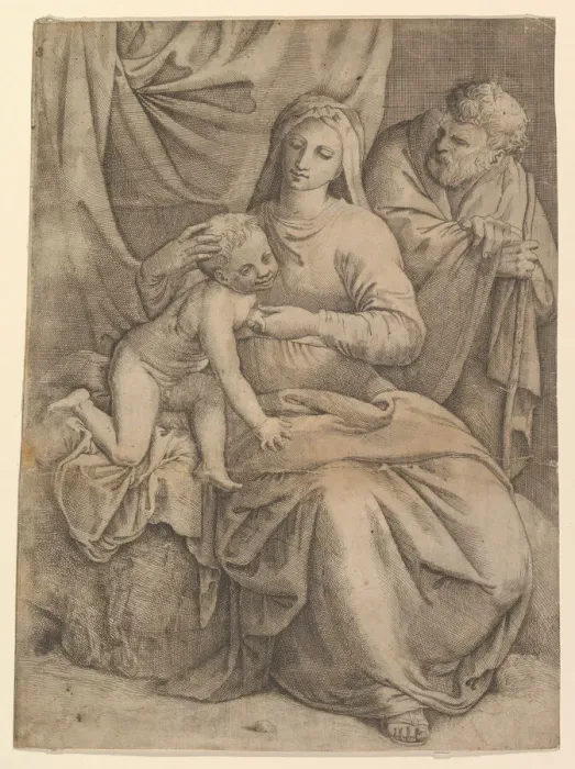 Framed Print : The Holy Family, 1510-61. Creator: Battista Franco Veneziano Framed Print : The Holy Family, 1510-61. Creator: Battista Franco Veneziano