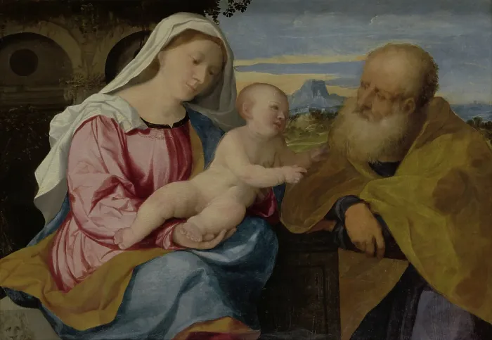 Framed Print : The Holy Family, between 1513-1515. Creator: Jacopo Palma il Vecchio Framed Print : The Holy Family, between 1513-1515. Creator: Jacopo Palma il Vecchio