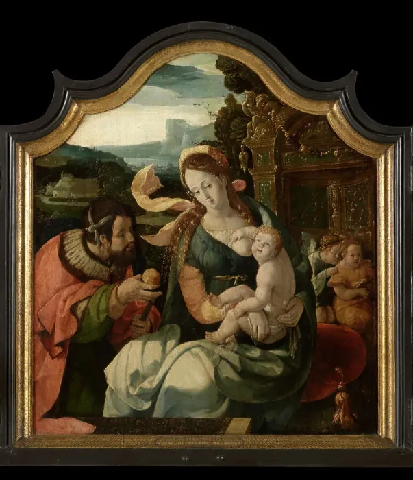 Framed Print : The Holy Family, 1535. Creator: Aert Claesz Framed Print : The Holy Family, 1535. Creator: Aert Claesz