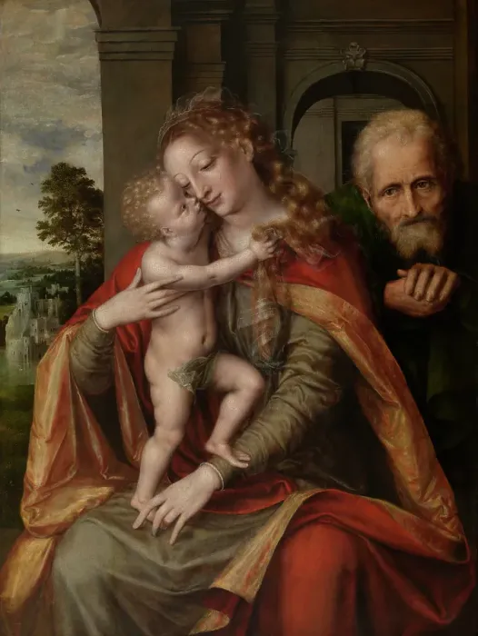 Framed Print : The Holy Family, 1563. Creator: Jan Massys Framed Print : The Holy Family, 1563. Creator: Jan Massys