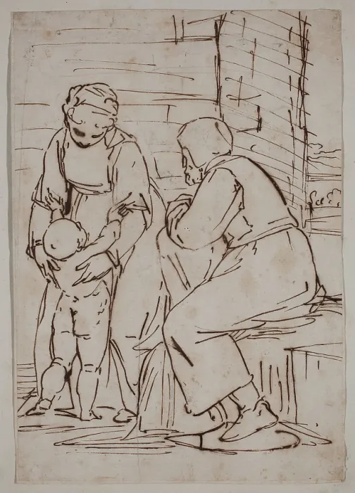 Framed Print : Holy Family, between 1565 and 1570. Creator: Unknown Italian; After Luca Cambiaso Italian, 1527-1585