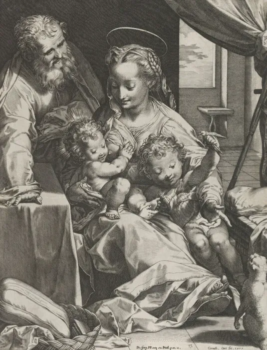 Framed Print : The Holy Family, 1577. Creator: Cornelis Cort Framed Print : The Holy Family, 1577. Creator: Cornelis Cort