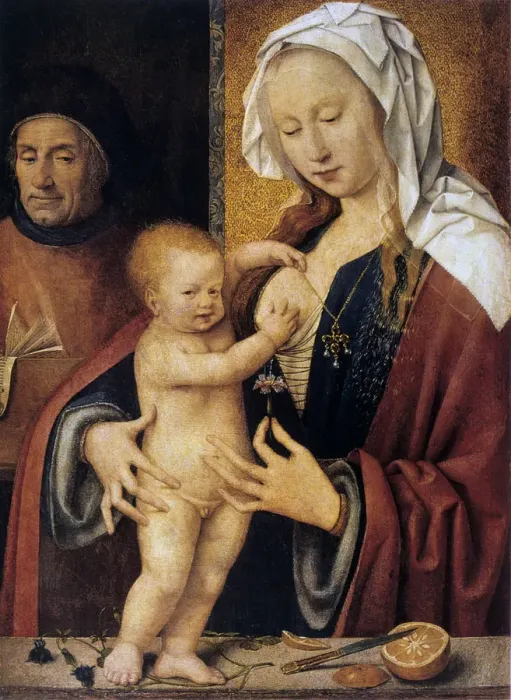 Framed Print : The Holy Family, 16th century. Artist: Joos van Cleve Framed Print : The Holy Family, 16th century. Artist: Joos van Cleve
