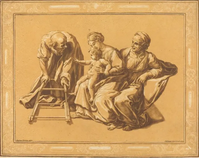 Framed Print : The Holy Family, 1724. Creator: Elisha Kirkall Framed Print : The Holy Family, 1724. Creator: Elisha Kirkall