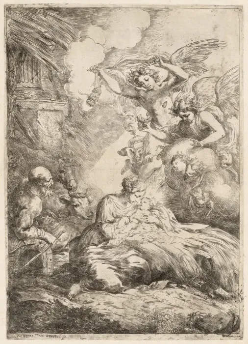 Framed Print : The Holy Family Adored by Angels (The Large Nativity), c. 1655 Framed Print : The Holy Family Adored by Angels (The Large Nativity), c. 1655