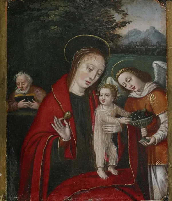Framed Print : Holy Family with an Angel, about 1540. Creator: Unknown Framed Print : Holy Family with an Angel, about 1540. Creator: Unknown