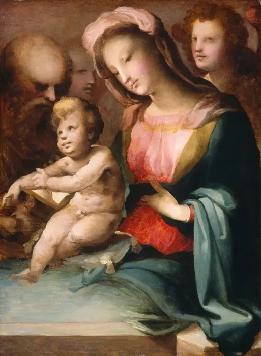 Framed Print : The Holy Family with Angels, c. 1545 / 1550. Creator: Domenico Beccafumi Framed Print : The Holy Family with Angels, c. 1545 / 1550. Creator: Domenico Beccafumi