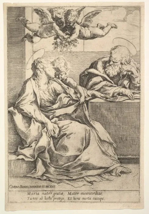 Framed Print : The Holy Family with Two Angels. Creator: Guido Reni Framed Print : The Holy Family with Two Angels. Creator: Guido Reni