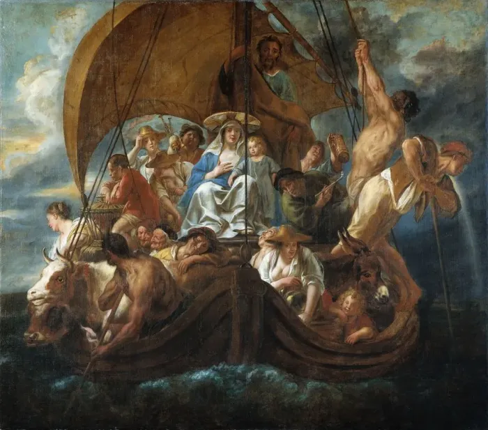 Framed Print : The Holy Family in a Boat, 1652. Creator: Jordaens, Jacob (1593-1678) Framed Print : The Holy Family in a Boat, 1652. Creator: Jordaens, Jacob (1593-1678)