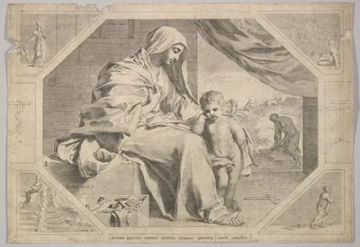 Framed Print : Holy Family. Creator: Claude Mellan Framed Print : Holy Family. Creator: Claude Mellan