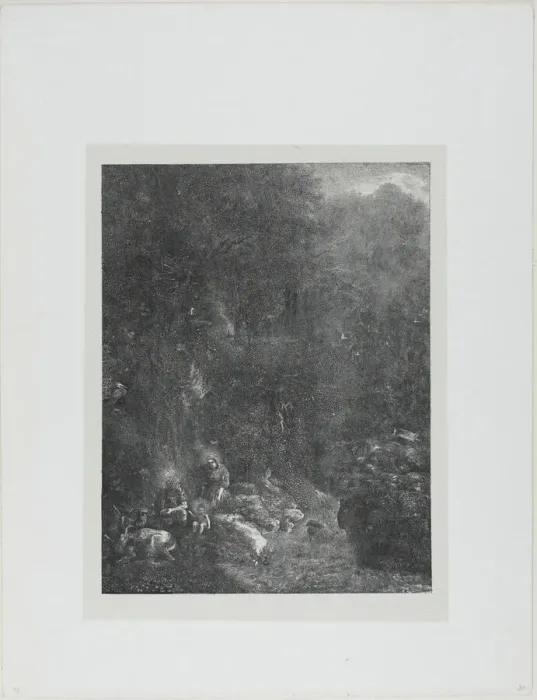 Framed Print : The Holy Family with Deer, 1871. Creator: Rodolphe Bresdin Framed Print : The Holy Family with Deer, 1871. Creator: Rodolphe Bresdin