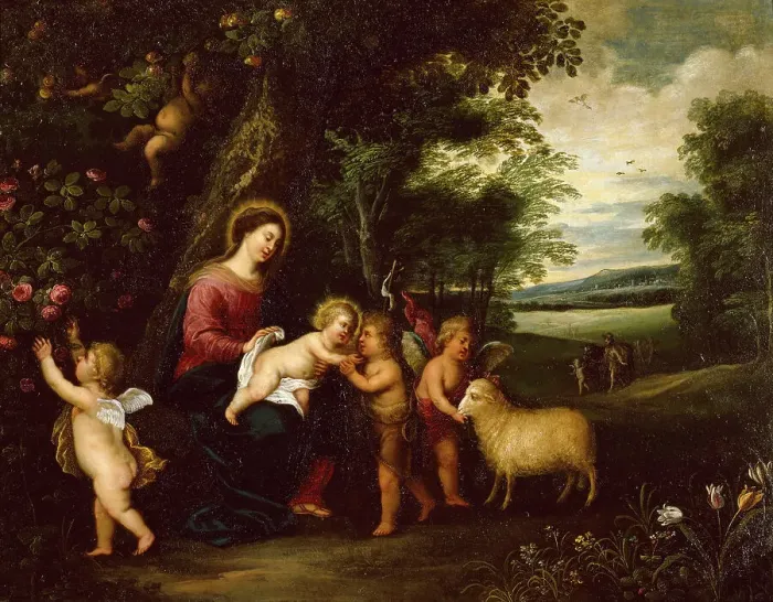 Framed Print : Holy Family Departing for Egypt, c1625. Creator: Pieter van Avont Framed Print : Holy Family Departing for Egypt, c1625. Creator: Pieter van Avont