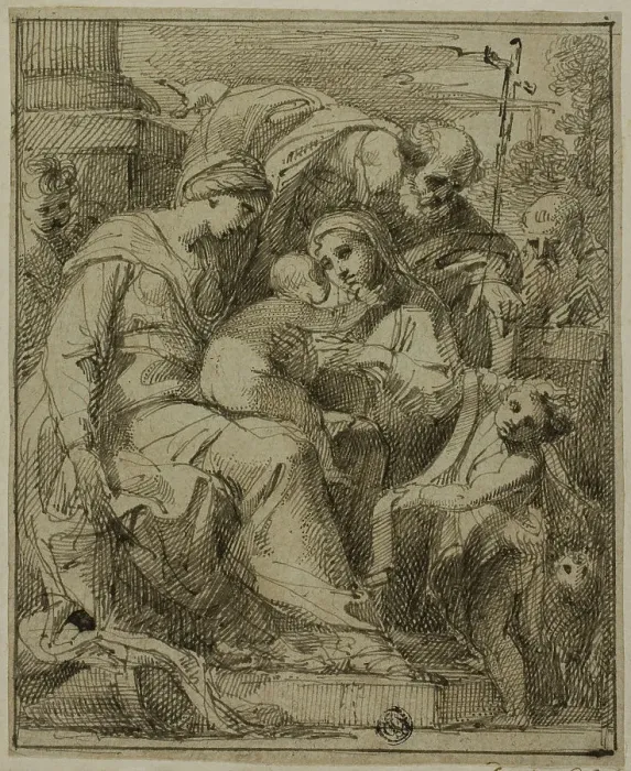 Framed Print : Holy Family with Female Saint and Infant Saint John the Baptist, n.d. Creator: Giuseppe Santi Framed Print : Holy Family with Female Saint and Infant Saint John the Baptist, n.d. Creator: Giuseppe Santi