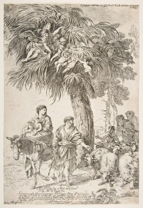 Framed Print : The Holy Family on their flight into Egypt, ca. 1647. Creator Framed Print : The Holy Family on their flight into Egypt, ca. 1647. Creator