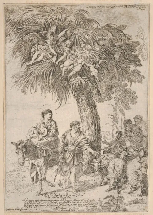 Framed Print : The Holy Family on their flight into Egypt, ca. 1647. Creator Framed Print : The Holy Family on their flight into Egypt, ca. 1647. Creator