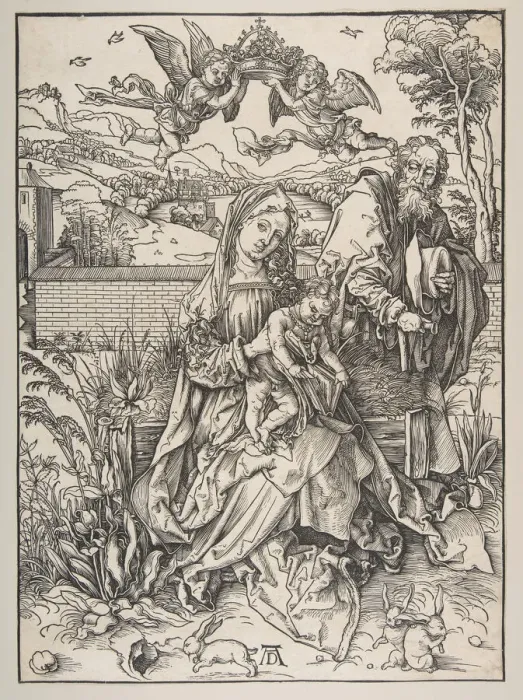 Framed Print : The Holy Family with Three Hares, ca. 1497-98. Creator: Albrecht Durer Framed Print : The Holy Family with Three Hares, ca. 1497-98. Creator: Albrecht Durer