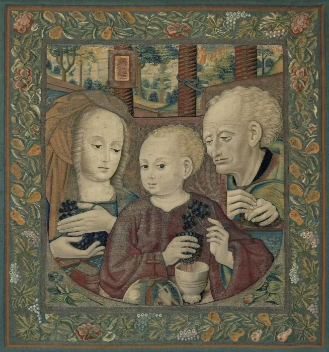 Framed Print : The Holy Family with the Infant Christ Pressing the Wine of the Eucharist, 1485 / 1525 Framed Print : The Holy Family with the Infant Christ Pressing the Wine of the Eucharist, 1485 / 1525