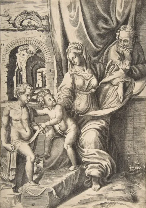 Framed Print : The Holy Family and the infant John the Baptist, 1531-76. 1531-76 Framed Print : The Holy Family and the infant John the Baptist, 1531-76. 1531-76