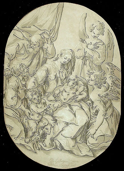 Holy Family with Infant Saint John, 1625. Creator: Ludolph Busing