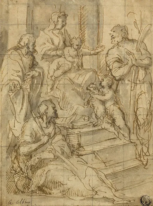 Framed Print : Holy Family with the Infant Saint John the Baptist and Two Male Saints, n.d. Creator: Alessandro Albini Framed Print : Holy Family with the Infant Saint John the Baptist and Two Male Saints, n.d. Creator: Alessandro Albini