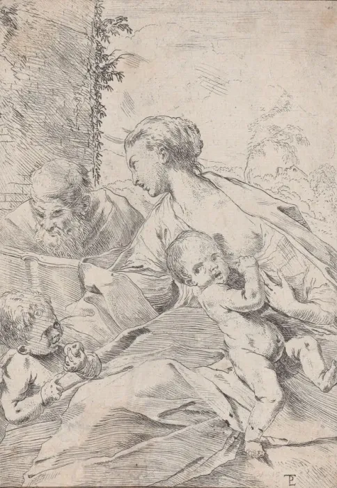 Framed Print : The Holy Family with the infant Saint John holding an apple, ca. 1630 Framed Print : The Holy Family with the infant Saint John holding an apple, ca. 1630