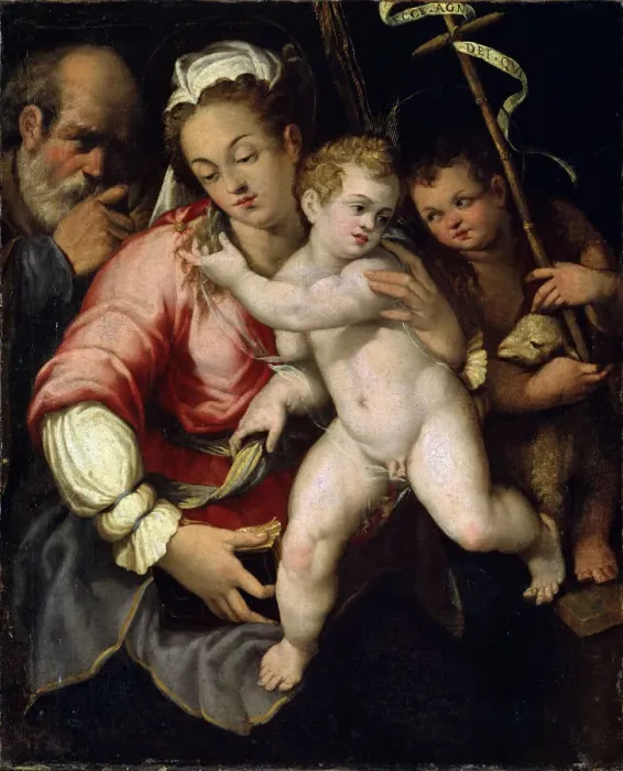 Framed Print : The Holy Family with John the Baptist, 16th century. Old Master Framed Print : The Holy Family with John the Baptist, 16th century. Old Master