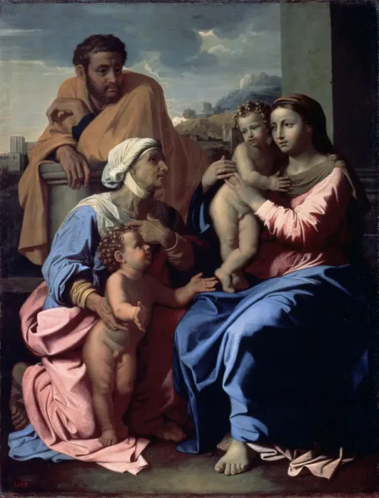Framed Print : The Holy Family with John the Baptist and Saint Elizabeth, 1644-1655. Artist: Nicolas Poussin Framed Print : The Holy Family with John the Baptist and Saint Elizabeth, 1644-1655. Artist: Nicolas Poussin