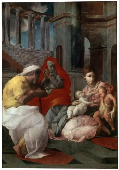 Framed Print : The Holy Family with John the Baptist and Saint Elizabeth, 1541. Artist: Francesco Primaticcio Framed Print : The Holy Family with John the Baptist and Saint Elizabeth, 1541. Artist: Francesco Primaticcio