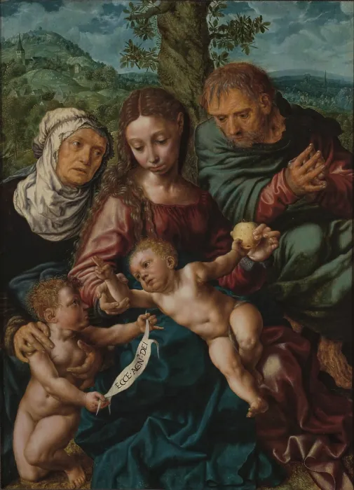Framed Print : The Holy Family with John the Baptist and Saint Elizabeth, c1540. Creator: Hemessen, Jan Sanders, van (c. 1500-c. 1566) Framed Print : The Holy Family with John the Baptist and Saint Elizabeth, c1540. Creator: Hemessen, Jan Sanders, van (c. 1500-c. 1566)