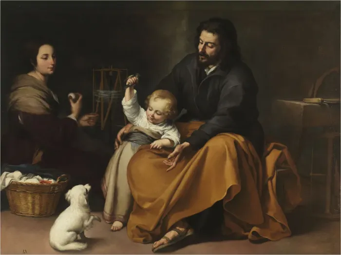 Framed Print : The Holy Family with a Little Bird, c. 1650. Creator: Murillo, Bartolome Esteban Framed Print : The Holy Family with a Little Bird, c. 1650. Creator: Murillo, Bartolome Esteban