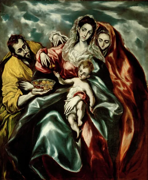 Framed Print : The Holy Family with Mary Magdalene and a Plate of Fruits, 1610-1614. Creator: El Greco, Dominico (1541-1614) Framed Print : The Holy Family with Mary Magdalene and a Plate of Fruits, 1610-1614. Creator: El Greco, Dominico (1541-1614)
