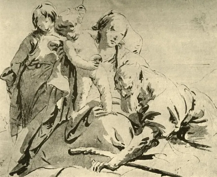 Framed Print : Holy Family, mid 18th century, (1928). Artist: Giovanni Battista Tiepolo Framed Print : Holy Family, mid 18th century, (1928). Artist: Giovanni Battista Tiepolo
