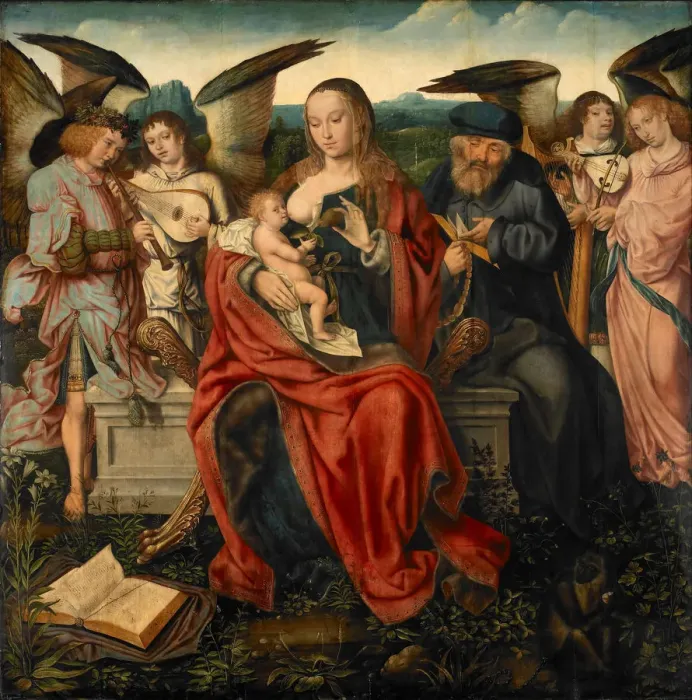 Framed Print : Holy Family with Music Making Angels, ca 1515 Framed Print : Holy Family with Music Making Angels, ca 1515