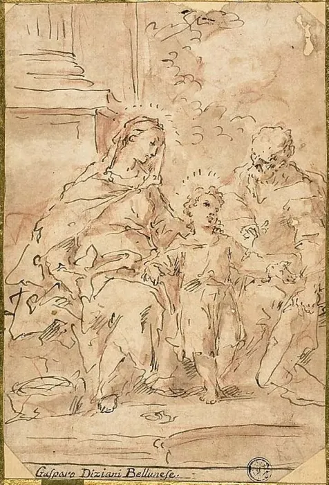 Framed Print : Holy Family, n.d. Creator: Gaspare Diziani Framed Print : Holy Family, n.d. Creator: Gaspare Diziani